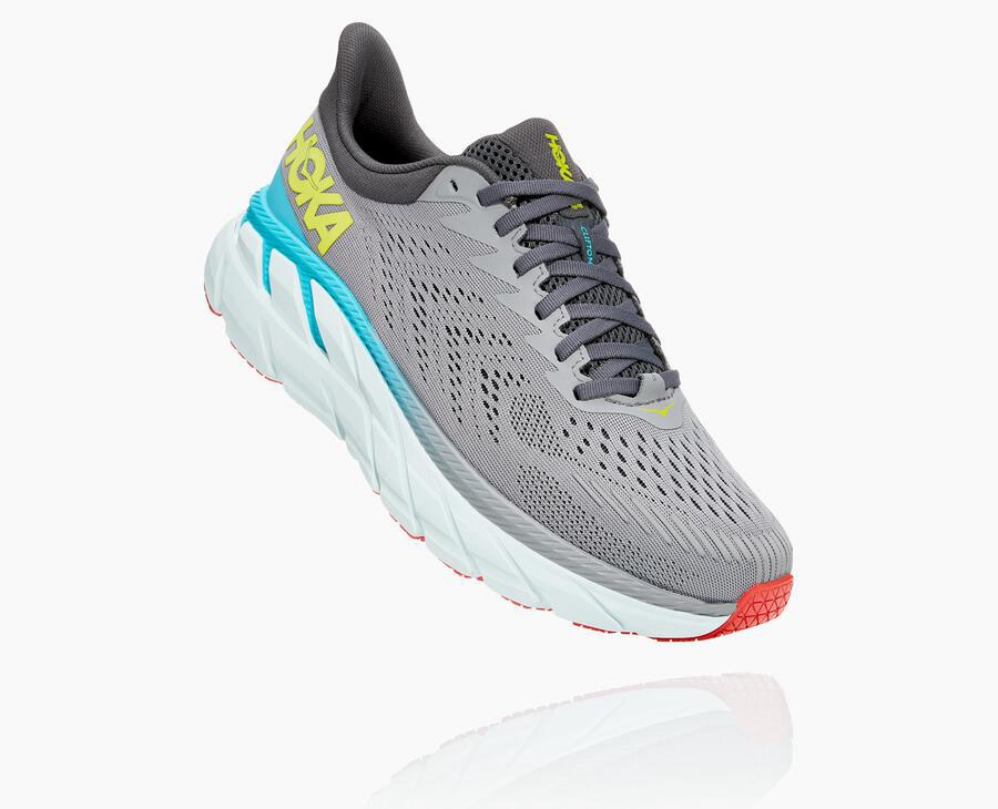 Hoka One One Mens Running Shoes - Clifton 7 - Grey - UQCG53409